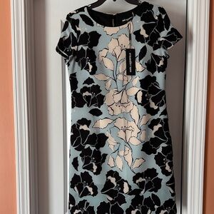 NWT Karl Lagerfeld Black and Cream Floral Midi Dress